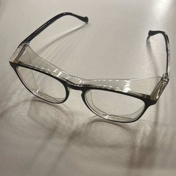 SeeBand | Safety Glasses Anti Fog Round Black/Clear with  Anti Blue-Light Lens - Picture 2 of 11